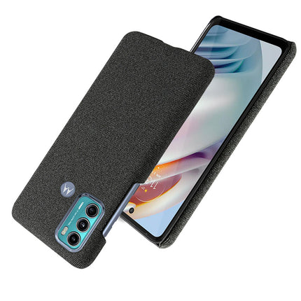 Woven Soft Fabric Case for Motorola Moto G60 Back Cover, Shock Protection Slim Hard Anti Slip Back Cover (Black)