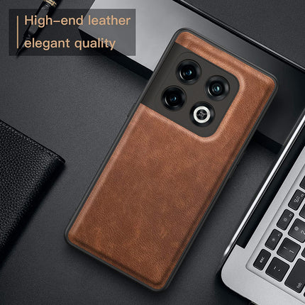 Tux Back Case for OnePlus 10 Pro , Slim Leather Case with Soft Edge Shockproof Back Cover (Brown)