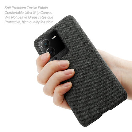 Mobizang Woven Soft Fabric Case for VIVO V25 PRO (5G) Back Cover, Shock Protection Slim Hard Anti Slip Back Cover (Black)