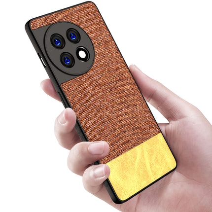 Mobizang Soft Fabric & Leather Hybrid for OnePlus 11R Back Cover | Shockproof Hybrid Slim Hard Anti Slip Back Case (Brown)