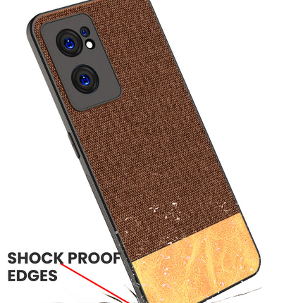 Soft Fabric & Leather Hybrid Protective Case Cover for OnePlus Nord CE 2 (5G) (Brown)