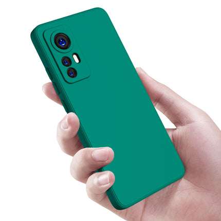 Matte Lens Protective Shockproof Flexible Back Cover for Xiaomi 12 PRO (5G), Slim Silicone with Soft Lining Shockproof Flexible Full Body Bumper Case (Green)