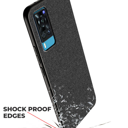 Soft Fabric Hybrid for Vivo X60 Back Cover, Shockproof Protection Slim Hard Back Case (Black)