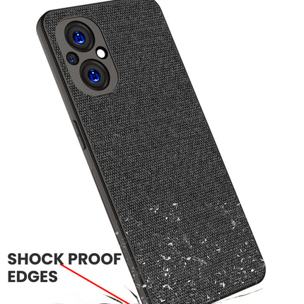 Soft Fabric Hybrid Protective Back Case Cover for Oppo F21 PRO (5G) (Black)
