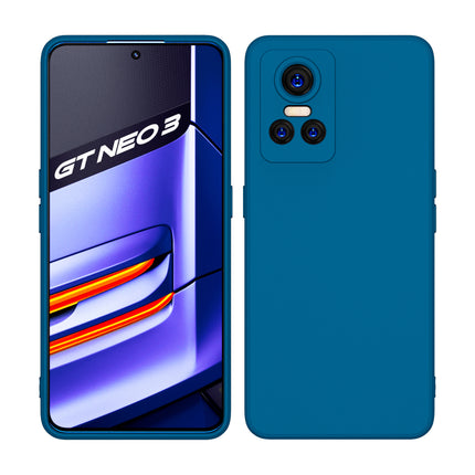 Matte Lens Protective Shockproof Flexible Back Cover for Realme GT Neo 3 (5G), Slim Silicone with Soft Lining Shockproof Flexible Full Body Bumper Case (Blue)