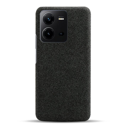 Mobizang Woven Soft Fabric Case for VIVO V25 (5G) Back Cover, Shock Protection Slim Hard Anti Slip Back Cover (Black)