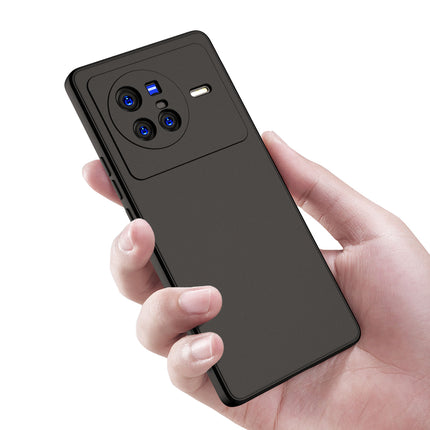 Matte Lens Protective Shockproof Flexible Back Cover for Vivo X80, Slim Silicone with Soft Lining Shockproof Flexible Full Body Bumper Case (Black)