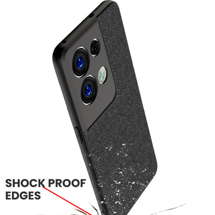 Mobizang Soft Fabric Hybrid Protective Back Case Cover for Oppo Reno 8 PRO (5G) (Black)