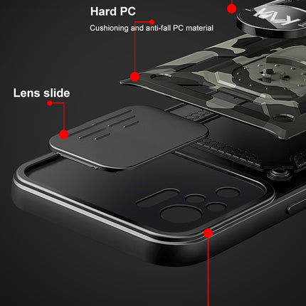 Tank Back Cover for Redmi Note 10 / Note 10S, Inbuilt Ring & Slider [Military Grade Protection] Shockproof Lens Protection Case (Black)