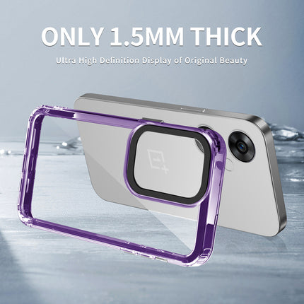 Mobizang Warrior Acrylic Clear Back Cover For OnePlus Nord CE 3 LITE | Slim Shockproof [Military Grade Protection] Hybrid Bumper Case (Purple Sides)