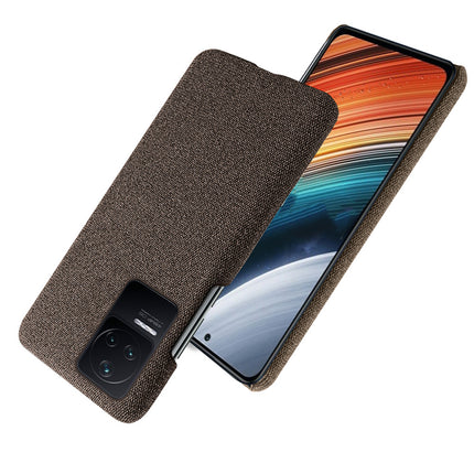 Mobizang Woven Soft Fabric Case for Poco F4 (5G) Back Cover,  Shock Protection Slim Hard Anti Slip Back Cover (Brown)