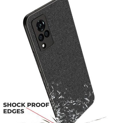 Soft Fabric Hybrid for Vivo V21 Back Cover, Shockproof Protection Slim Hard Back Case (Black)