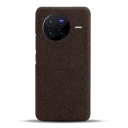 Mobizang Woven Soft Fabric Case for Vivo X80 (5G) Back Cover,  Shock Protection Slim Hard Anti Slip Back Cover (Brown)