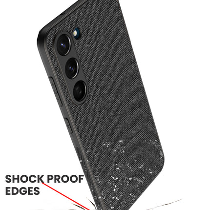 Mobizang Soft Full Fabric Hybrid for Samsung Galaxy S23 Back Cover | Shockproof Hybrid Slim Hard Anti Slip Back Case (Black)