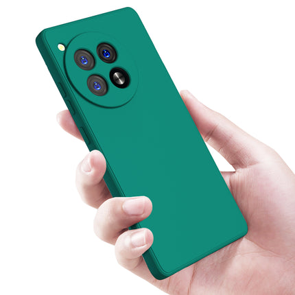 Mobizang Matte Protective Lens Flexible Back Cover for Oneplus 12R | Slim Silicone with Soft Lining Shockproof Full Body Bumper Case (Green)