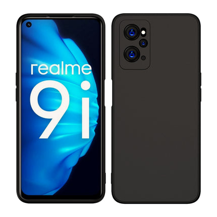 Matte Lens Protective Shockproof Flexible Back Cover for Realme 9i, Slim Silicone with Soft Lining Shockproof Flexible Full Body Bumper Case (Black)