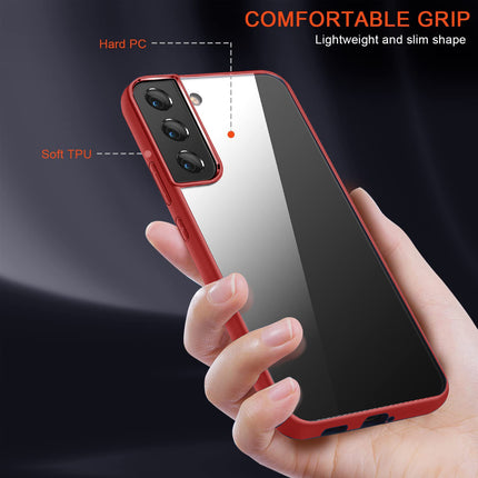 Hawkeye Clear Back Cover for Samsung Galaxy S22 , Camera Lens Protector Shockproof Slim Clear Case Cover (Red)