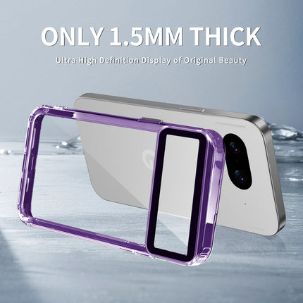 Mobizang Warrior Acrylic Clear Back Cover For Google Pixel 8 | Slim Shockproof [Military Grade Protection] Hybrid Bumper Case (Purple Sides)