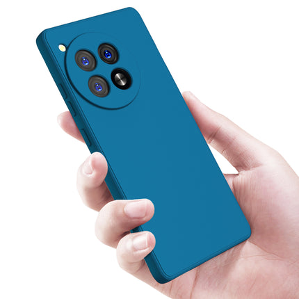 Mobizang Matte Protective Lens Flexible Back Cover for Oneplus 12R | Slim Silicone with Soft Lining Shockproof Full Body Bumper Case (Blue)