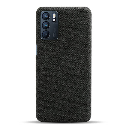 Woven Soft Fabric Case for Oppo Reno 6 Back Cover, Shock Protection Slim Hard Anti Slip Back Cover (Black)