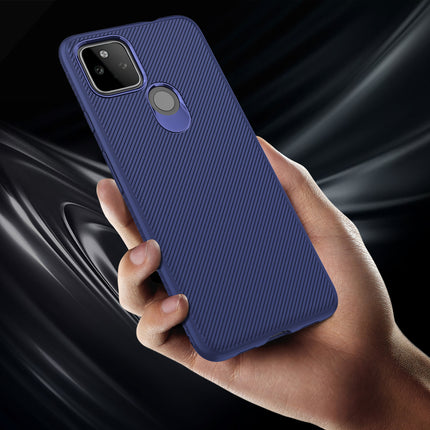 Twill Shock Proof Soft Flexible Back Case Cover for Google Pixel 5A (Blue)