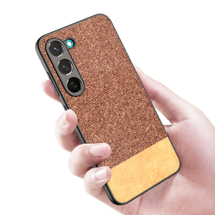 Mobizang Soft Fabric & Leather Hybrid for Samsung Galaxy S23 Plus Back Cover | Shockproof Hybrid Slim Hard Anti Slip Back Case (Brown)