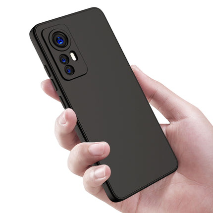 Matte Lens Protective Shockproof Flexible Back Cover for Xiaomi 12 PRO (5G), Slim Silicone with Soft Lining Shockproof Flexible Full Body Bumper Case (Black)