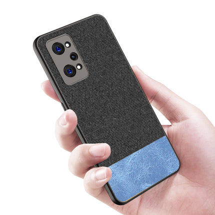 Soft Fabric & Leather Hybrid Protective Case Cover for Realme GT Neo 2 (Black,Blue)