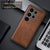 Mobizang Tux Leather Back Cover for Samsung Galaxy S24 Ultra | Slim Shockproof Camera Protection Bumper Case (Brown)