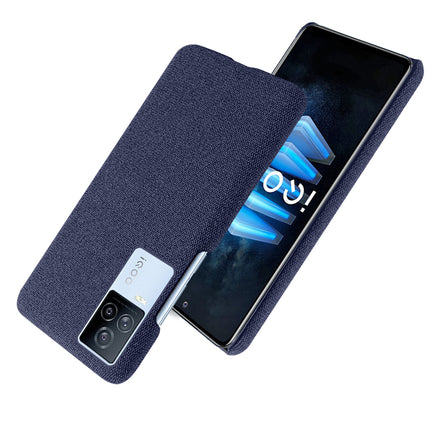 Woven Soft Fabric Case for Vivo iQOO 7 Back Cover, Shock Protection Slim Hard Anti Slip Back Cover (Blue)