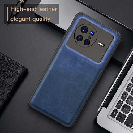 Tux Back Case for Vivo X80 , Slim Leather Case with Soft Edge Shockproof Back Cover (Blue)