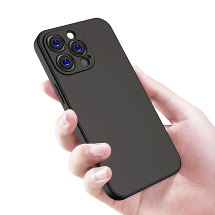 Matte Lens Protective Back Cover for Apple iPhone 13 PRO MAX (6.7) , Slim Silicone with Soft Lining Shockproof Flexible Full Body Bumper Case (Black)