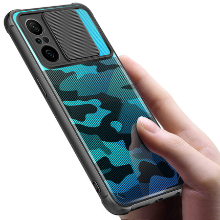 Camo Slider Back Cover for Xiaomi Mi 11X / MI 11X PRO , [Military Grade Protection] Shockproof Slim Clear Camera Shield Bumper Back Case (Black)