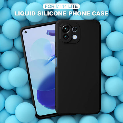 Matte Lens Protective Back Cover for Xiaomi Mi 11 Lite , Slim Silicone with Soft Lining Shockproof Flexible Full Body Bumper Case , Black