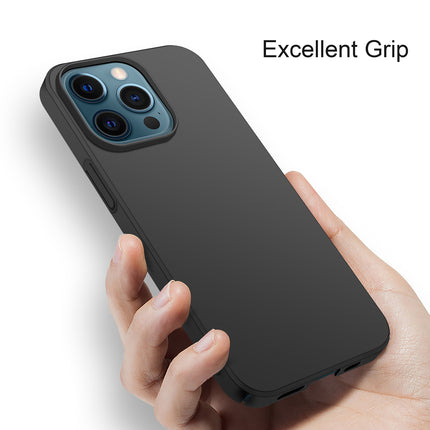 Silk Smooth Finish [Full Coverage] All Sides Protection Slim Back Case Cover for Apple iPhone 13 PRO MAX (6.7 inch) (Black)