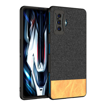 Soft Fabric & Leather Hybrid Protective Case Cover for Redmi K50 Gaming Edition (Black ,Brown)
