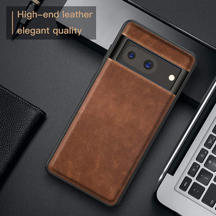 Mobizang Tux Leather Back Cover for Google Pixel 8 | Slim Shockproof Camera Protection Bumper Case (Brown)