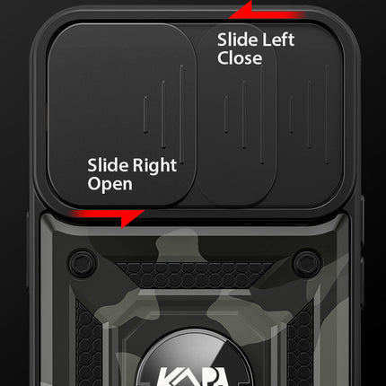 Tank Back Cover for Apple iPhone 12 Pro Max (6.7) , Inbuilt Ring & Slider [Military Grade Protection] Shockproof Lens Protection Case (Black)