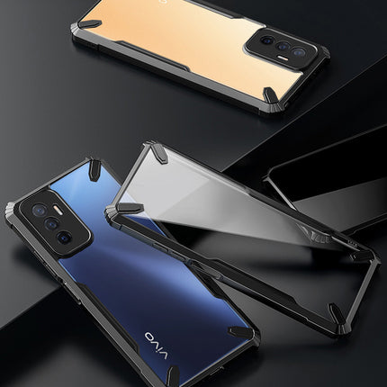 Mobizang Bull Back Cover for Vivo V23E (5G), Shockproof Slim Hybrid Clear Case (Black)
