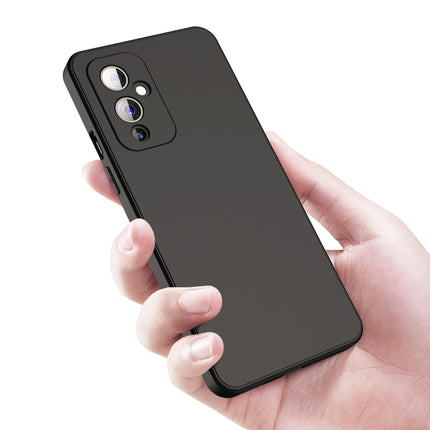 Matte Lens Protective Back Cover for OnePlus 9 / One Plus 9 , Slim Silicone with Soft Lining Shockproof Flexible Full Body Bumper Case (Black)
