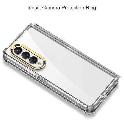 Mobizang Ultra Thin PC Case with Golden Lens Ring for Galaxy Z Fold4 - Clear
