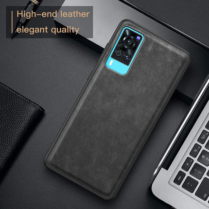 Tux Back Case for Vivo X60 , Slim Leather Case with Soft Edge Shockproof Back Cover (Black)