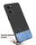 Soft Fabric & Leather Hybrid for Oppo Reno 7 (5G) Back Cover, Shockproof Protection Slim Hard Back Case (Black ,Blue)