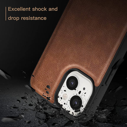 Mobizang Tux Back Case for Apple iPhone 14 Plus , Slim Leather Shockproof Camera Protection Back Cover (Brown)