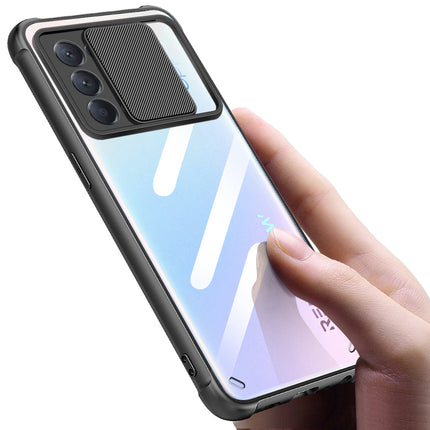 Slider Back Cover for Oppo Reno 5 PRO , [Military Grade Protection] Shockproof Slim Clear Camera Shield Bumper Back Case (Black)