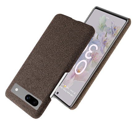 Mobizang Woven Soft Fabric Case for Google Pixel 7A Back Cover , Slim Hard Anti Slip Cover (Brown)
