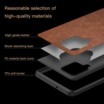 Tux Back Case for Samsung Galaxy A22 (4G) , Slim Leather Case with Soft Edge Shockproof Back Cover (Brown)