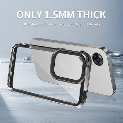 Mobizang Warrior Acrylic Clear Back Cover For OnePlus Nord CE 3 LITE | Slim Shockproof [Military Grade Protection] Hybrid Bumper Case (Black Sides)