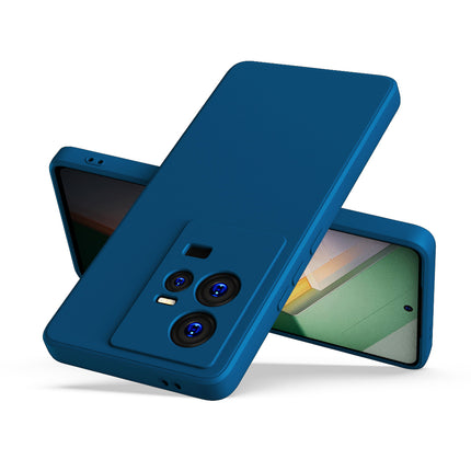 Mobizang Matte Protective Lens Flexible Back Cover for IQOO 11 (5G) | Slim Silicone with Soft Lining Shockproof Full Body Bumper Case (Blue)