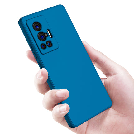 Matte Lens Protective Back Cover for Vivo X70 Pro , Slim Silicone with Soft Lining Shockproof Flexible Full Body Bumper Case (Blue)